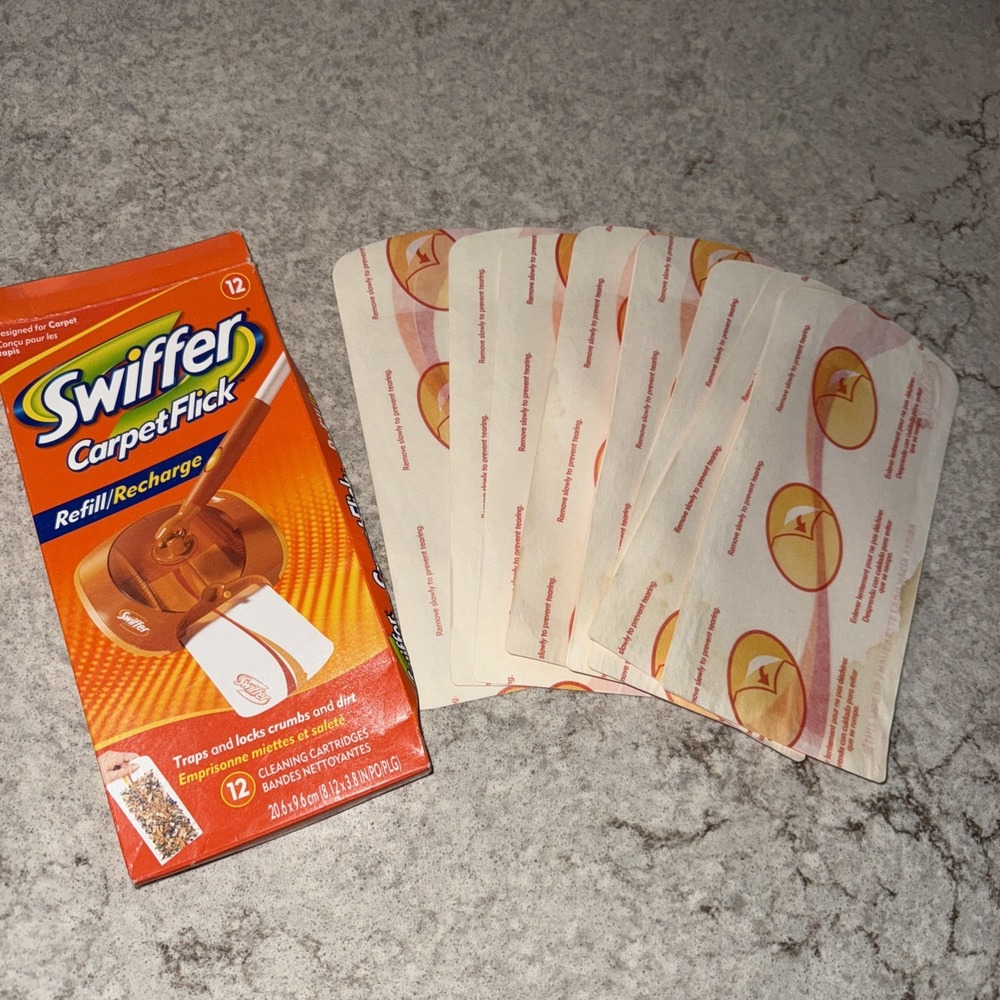 Open Box Of 8 Swiffer Carpet Flick Refills Cleaning Cartridges Unused Read